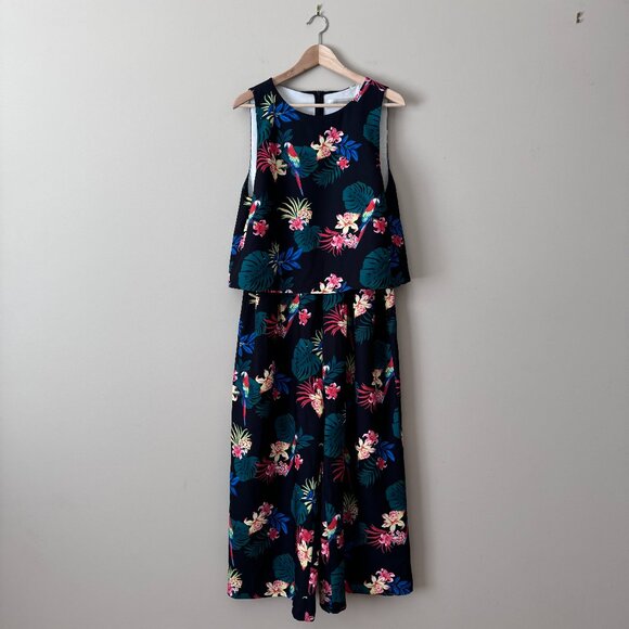Simons | Contemporaine Sleeveless Tropical Floral Jumpsuit - Size 14 - Picture 1 of 16